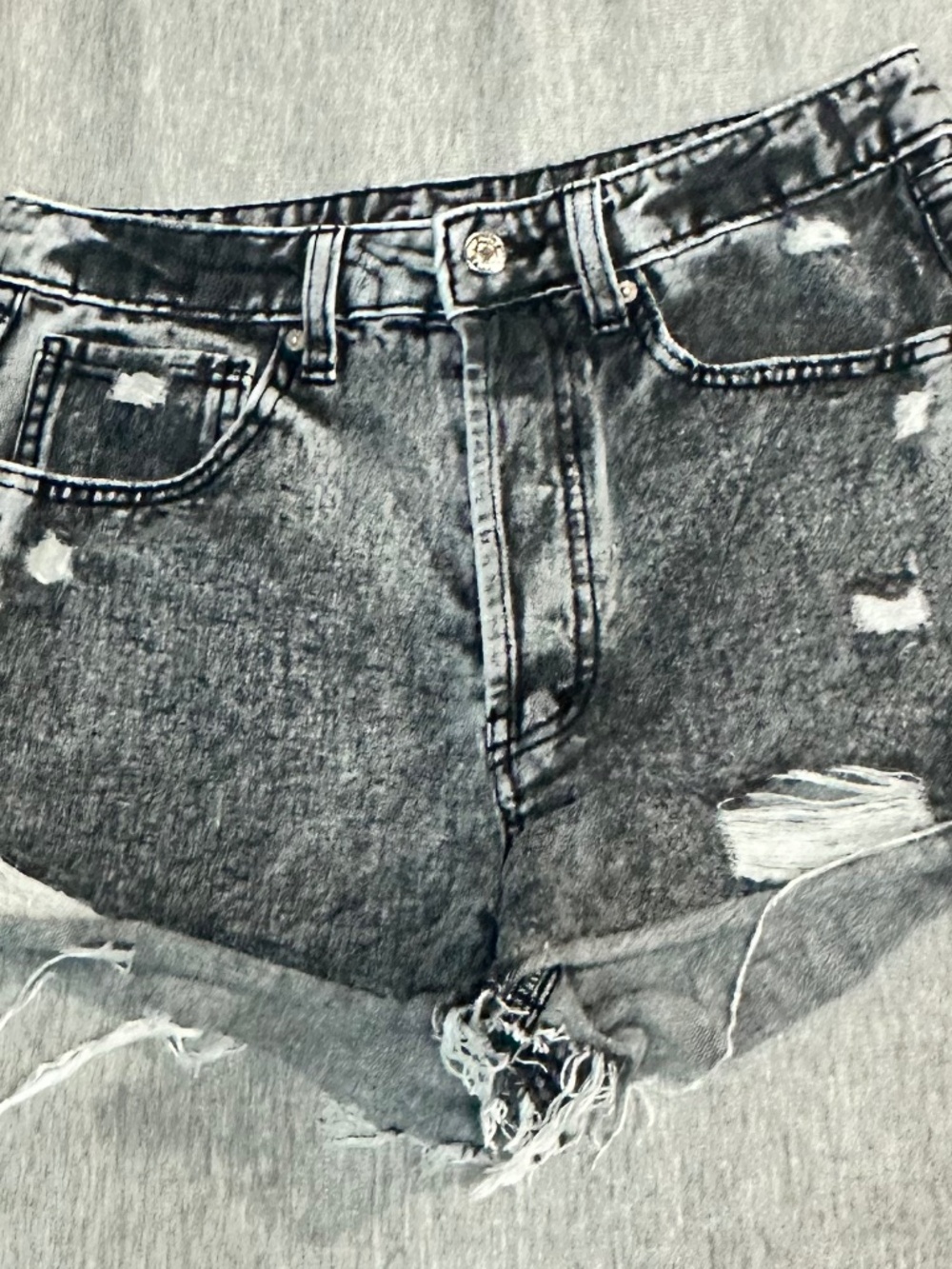 Wild Fable Black Acid Wash Highest Rise Distressed Cutoff Denim Shorts Size 8